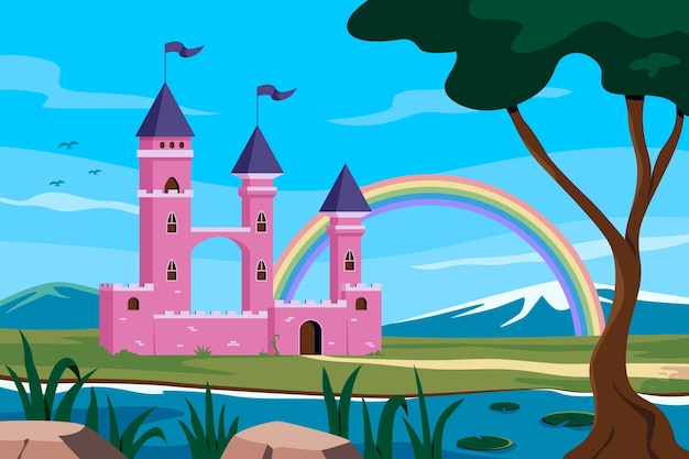 Free vector hand drawn fairytale background