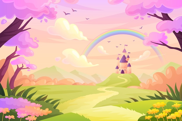 Free vector hand drawn  fairytale background