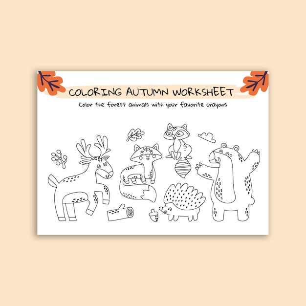 Free vector hand-drawn fall coloring worksheet