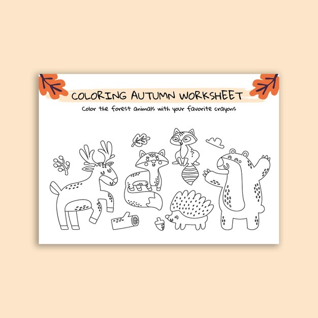 Free Vector hand-drawn fall coloring worksheet