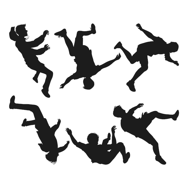 Бесплатное векторное изображение Иллюстрация падающего силуэта, нарисованная вручную