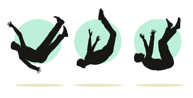 Free vector hand drawn falling silhouette illustration