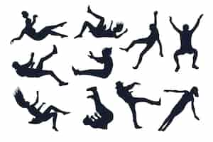 Free vector hand drawn falling silhouette