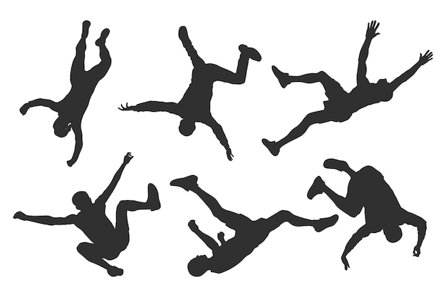 Free vector hand drawn falling silhouette