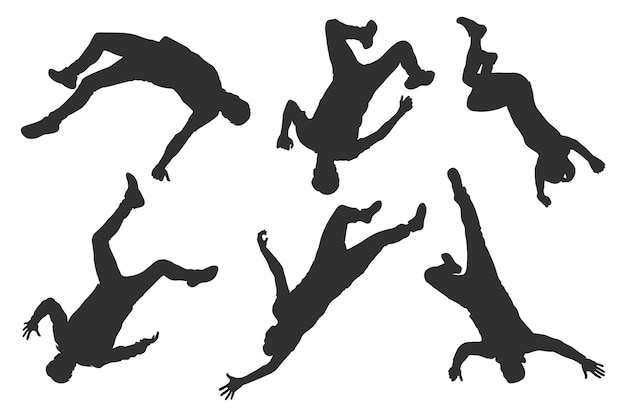 Hand drawn falling silhouette