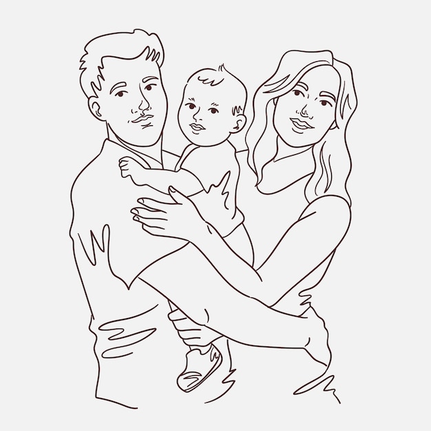 Hand drawn family drawing illustration