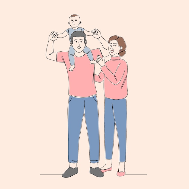 Free vector hand drawn family drawing illustration