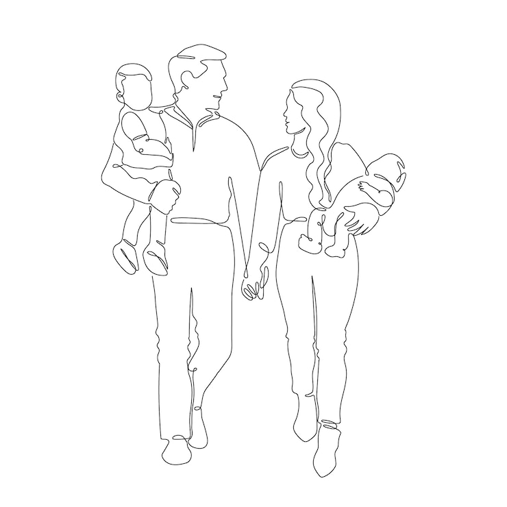 Free Vector hand drawn family drawing illustration