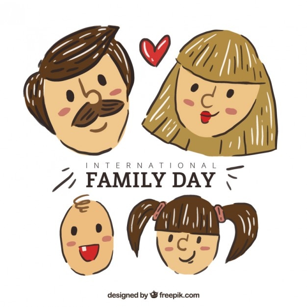 手描きの家族の顔