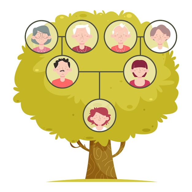 Free vector hand drawn family generation tree chart