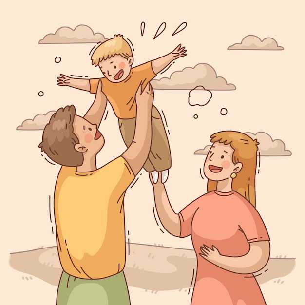 Free vector hand drawn family moments illustration