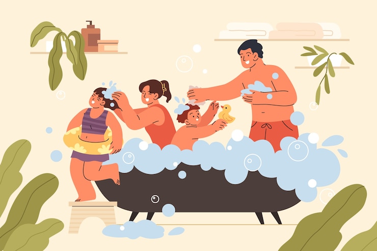 무료 Vector 손으로 그린 가족 순간 그림