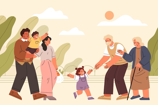 Free Vector hand drawn family moments illustration