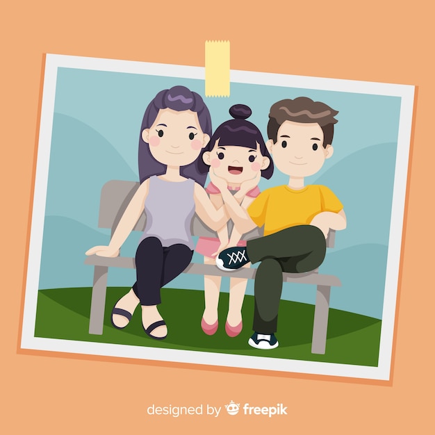 Free vector hand drawn family portrait in a picture