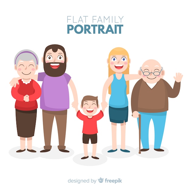 Hand drawn family portrait