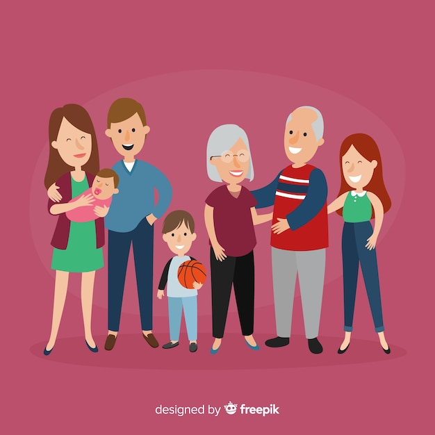 Бесплатное векторное изображение Ручной обращается семейный портрет