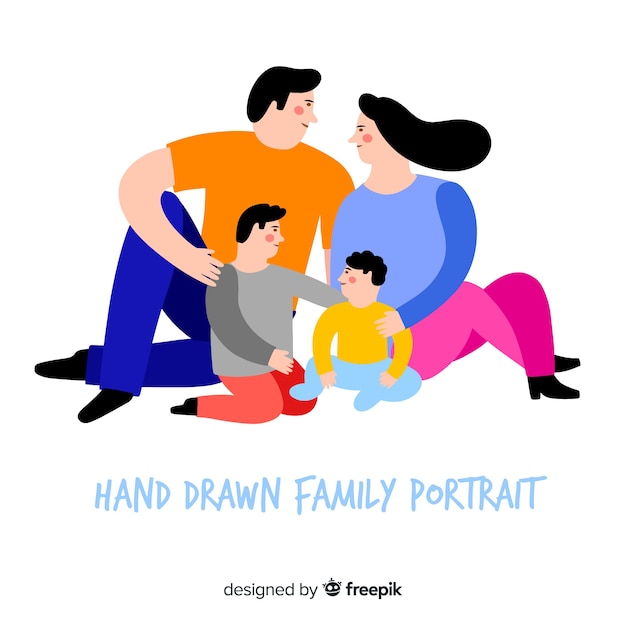 Free vector hand drawn family portrait