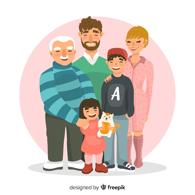 Free vector hand drawn family portrait