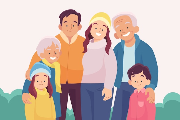 Free Vector hand drawn family reunion illustration