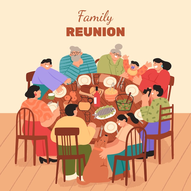 Hand drawn family reunion illustration