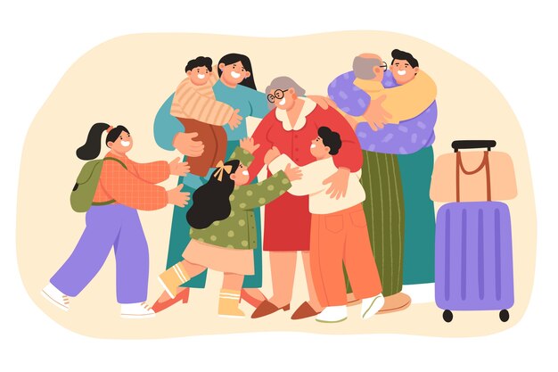 Free Vector hand drawn family reunion illustration