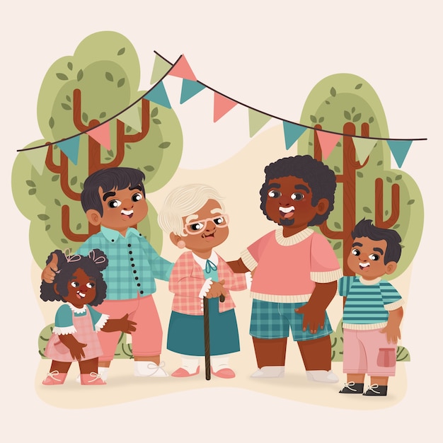 Free vector hand drawn family reunion illustration