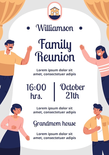 Hand drawn family reunion invitation