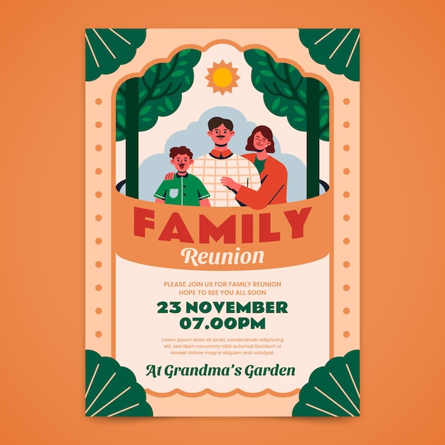 hand drawn family reunion invitation