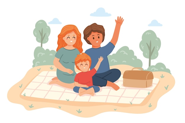 Free Vector hand drawn family scenes in park