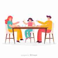 Free vector hand drawn family sitting around table