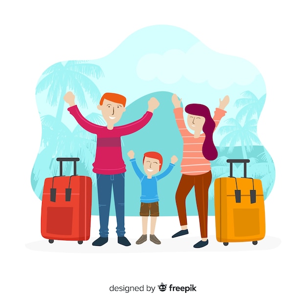 Hand drawn family traveling background