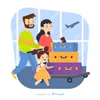 Free vector hand drawn family traveling
