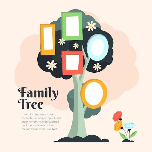 Free vector hand drawn family tree chart