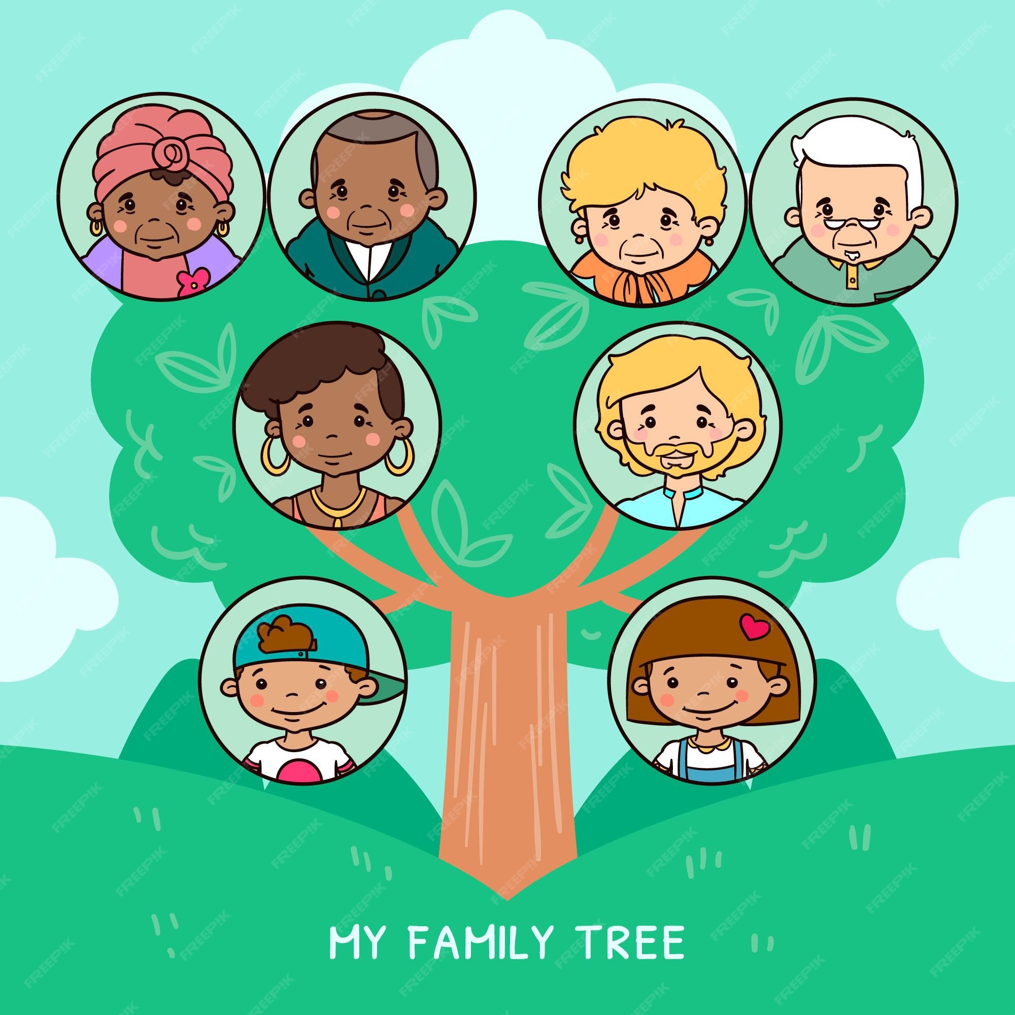 big family tree cartoon