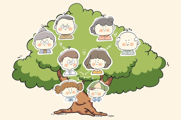 Vettore gratuito illustrazione disegnata a mano dell'albero genealogico