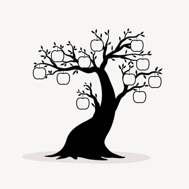 Hand drawn family tree silhouette