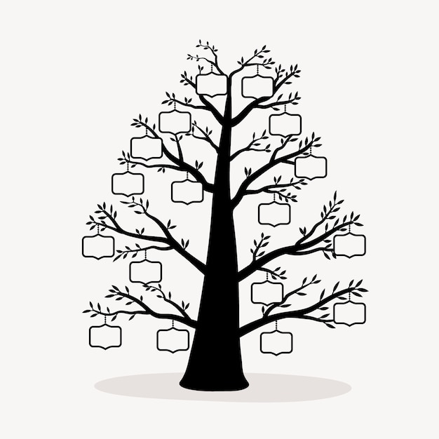 Бесплатное векторное изображение Ручной обращается семейный силуэт дерева