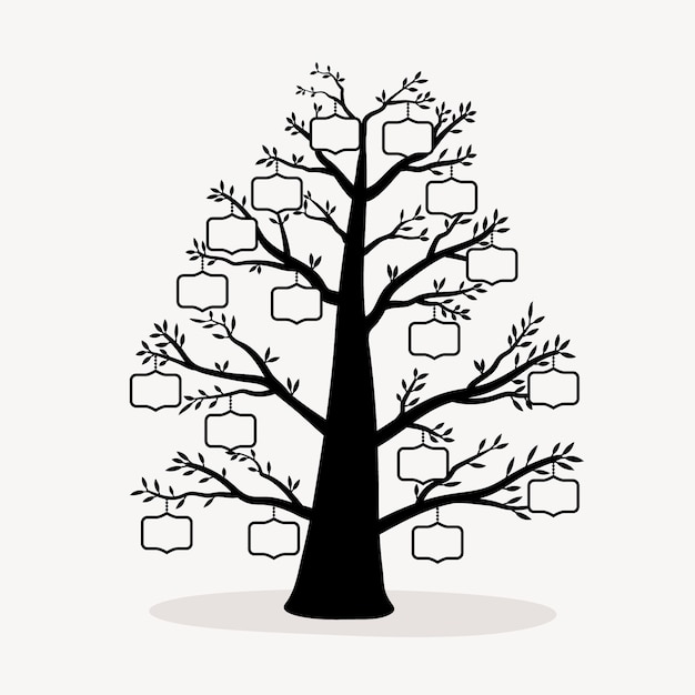 Hand drawn family tree silhouette