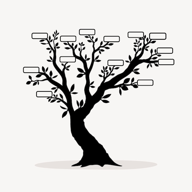 Hand drawn family tree silhouette