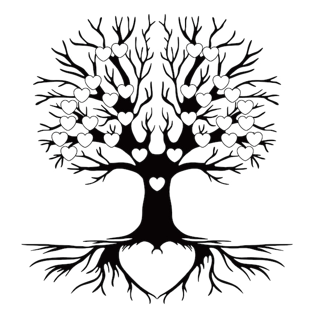 Free vector hand drawn family tree silhouette