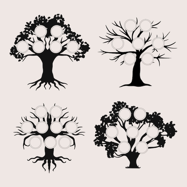 Free vector hand drawn family tree silhouette