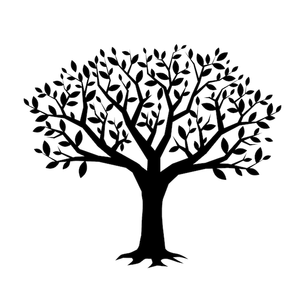Hand drawn family tree silhouette