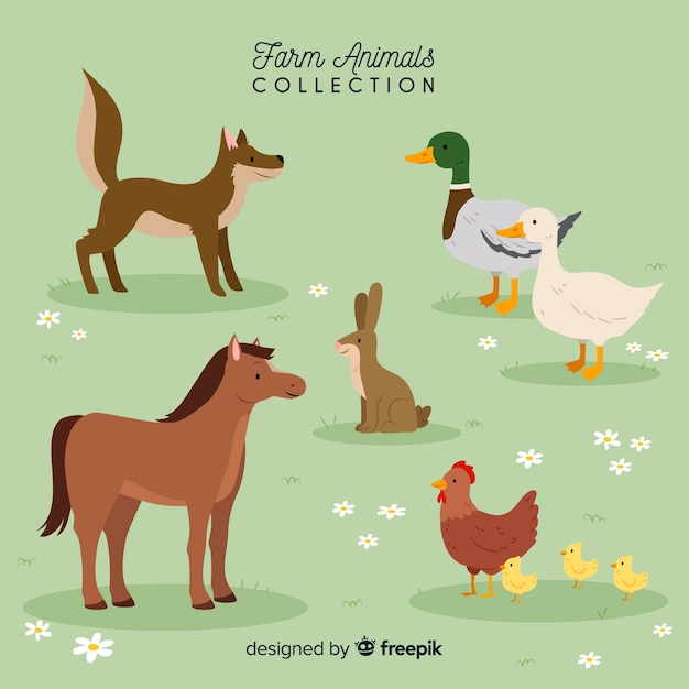 Free vector hand drawn farm animal collection