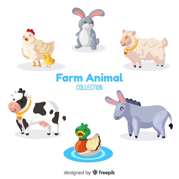 Vettore gratuito collezione di animali da fattoria disegnata a mano