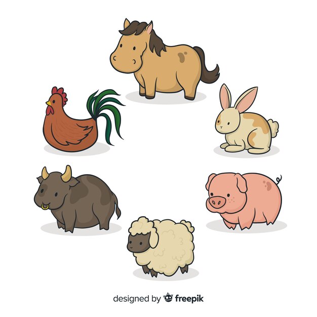 Hand drawn farm animal collection