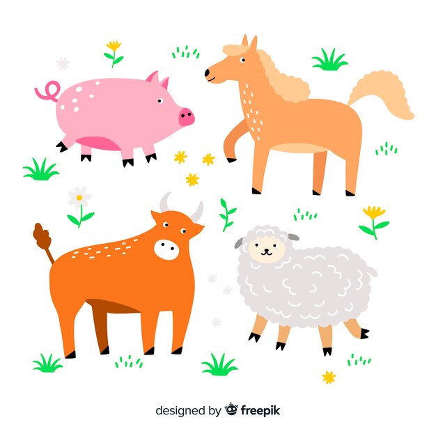 Hand drawn farm animal collection