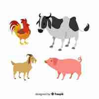 Free vector hand drawn farm animal collection