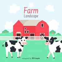 Free vector hand drawn farm landscape background