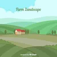 Free vector hand drawn farm landscape