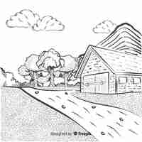 Free vector hand drawn farm landscape